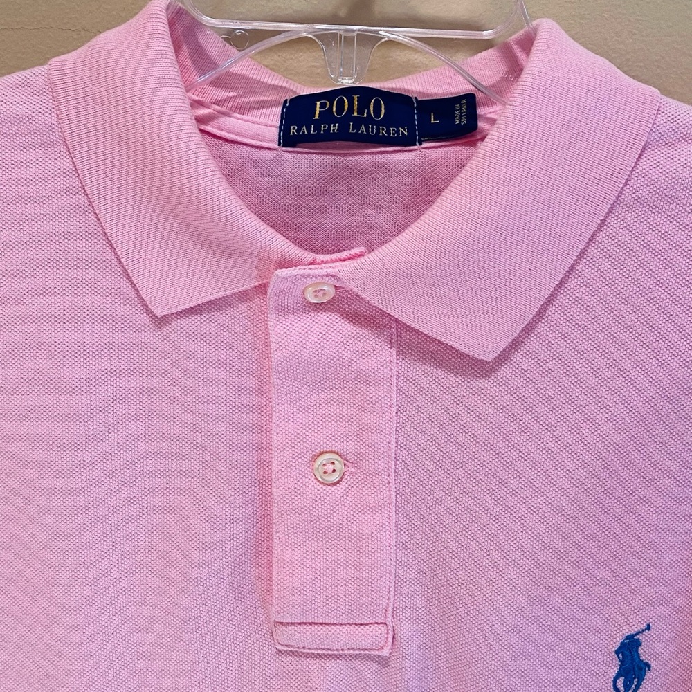 π6xHPπNWOT Polo Ralph Lauren Pink Polo Blue Label Shirt L - Picture 2 of 11
